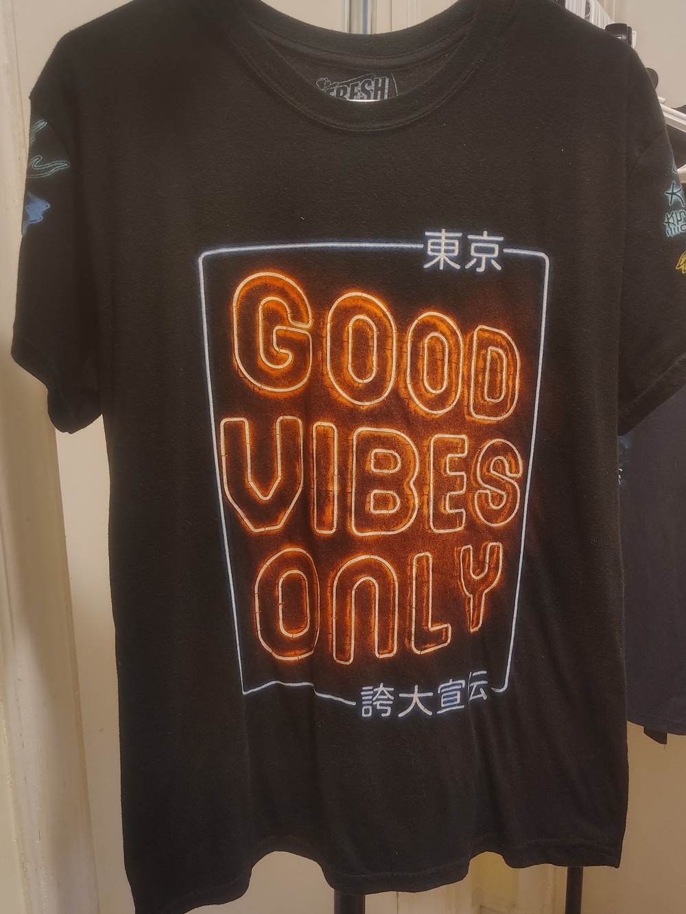 Good Vibes Only Neon Graphic Tee - Black